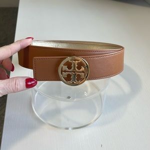 Tory Burch brown and gold reversible belt